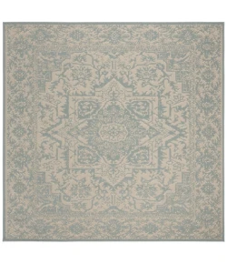 Safavieh Linden  Cream / Aqua LND139 6 ft. 7 in. X 6 ft. 7 in. Square Rug