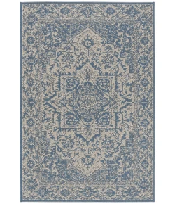 Safavieh Linden  Cream / Blue LND139 5 ft. 3 in. X 7 ft. 6 in. Rectangle Rug