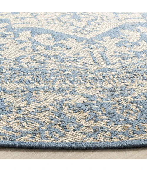 Safavieh Linden  Cream / Blue LND139 6 ft. 7 in. X 6 ft. 7 in. Round Rug