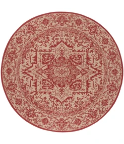Safavieh Linden  Red / Creme LND139 6 ft. 7 in. X 6 ft. 7 in. Round Rug
