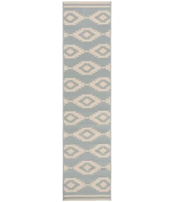 Safavieh Linden  Cream / Aqua LND171 2 ft. 2 in. X 8 ft. Runner Rug