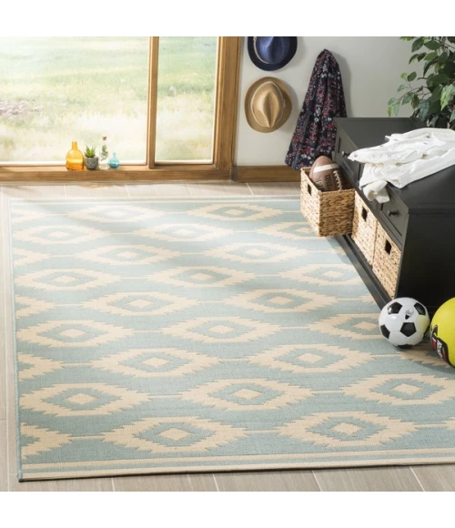 Safavieh Linden  Cream / Aqua LND171 5 ft. 3 in. X 7 ft. 6 in. Rectangle Rug