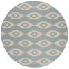Safavieh Linden  Cream / Aqua LND171 6 ft. 7 in. X 6 ft. 7 in. Round Rug