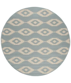 Safavieh Linden  Cream / Aqua LND171 6 ft. 7 in. X 6 ft. 7 in. Round Rug
