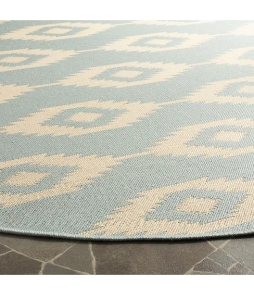 Safavieh Linden  Cream / Aqua LND171 6 ft. 7 in. X 6 ft. 7 in. Round Rug