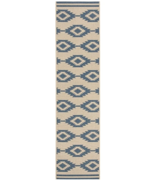 Safavieh Linden  Blue / Creme LND171 2 ft. 2 in. X 8 ft. Runner Rug