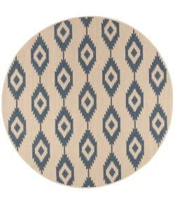 Safavieh Linden  Blue / Creme LND171 6 ft. 7 in. X 6 ft. 7 in. Round Rug