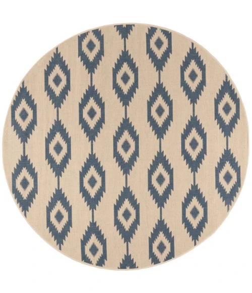Safavieh Linden  Blue / Creme LND171 6 ft. 7 in. X 6 ft. 7 in. Round Rug