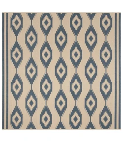 Safavieh Linden  Blue / Creme LND171 6 ft. 7 in. X 6 ft. 7 in. Square Rug