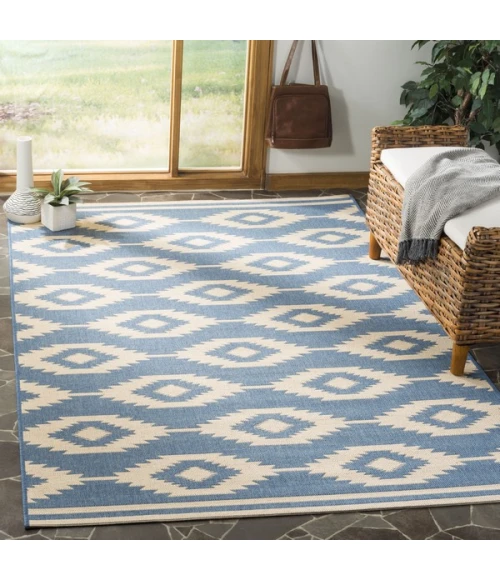 Safavieh Linden  Cream / Blue LND171 5 ft. 3 in. X 7 ft. 6 in. Rectangle Rug