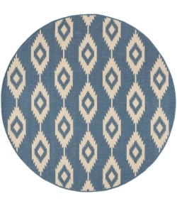 Safavieh Linden  Cream / Blue LND171 6 ft. 7 in. X 6 ft. 7 in. Round Rug