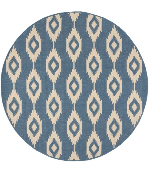 Safavieh Linden  Cream / Blue LND171 6 ft. 7 in. X 6 ft. 7 in. Round Rug