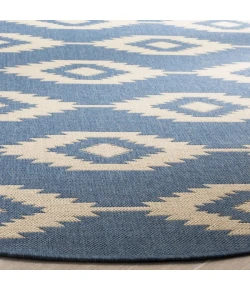Safavieh Linden  Cream / Blue LND171 6 ft. 7 in. X 6 ft. 7 in. Round Rug