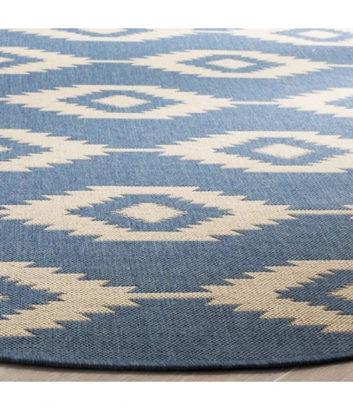 Safavieh Linden  Cream / Blue LND171 6 ft. 7 in. X 6 ft. 7 in. Round Rug