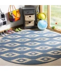 Safavieh Linden  Cream / Blue LND171 6 ft. 7 in. X 6 ft. 7 in. Round Rug