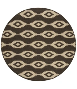 Safavieh Linden  Creme / Brown LND171 6 ft. 7 in. X 6 ft. 7 in. Round Rug
