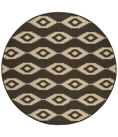 Safavieh Linden  Creme / Brown LND171 6 ft. 7 in. X 6 ft. 7 in. Round Rug