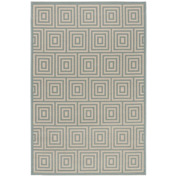 Safavieh Linden  Cream / Aqua LND173 5 ft. 3 in. X 7 ft. 6 in. Rectangle Rug