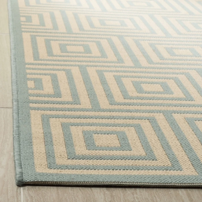 Safavieh Linden  Cream / Aqua LND173 5 ft. 3 in. X 7 ft. 6 in. Rectangle Rug