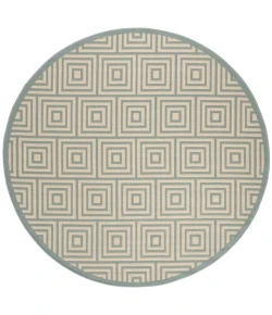 Safavieh Linden  Cream / Aqua LND173 6 ft. 7 in. X 6 ft. 7 in. Round Rug