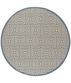 Safavieh Linden  Cream / Blue LND173 6 ft. 7 in. X 6 ft. 7 in. Round Rug