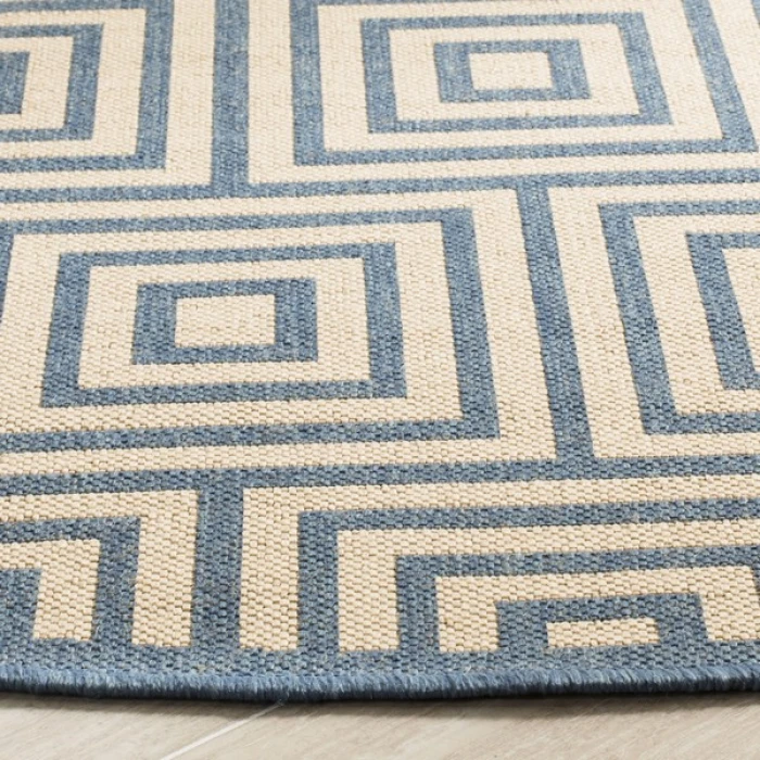 Safavieh Linden  Cream / Blue LND173 6 ft. 7 in. X 6 ft. 7 in. Round Rug