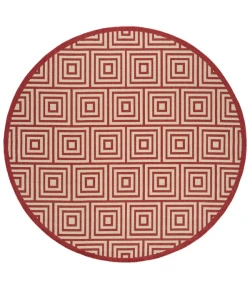 Safavieh Linden  Red / Creme LND173 6 ft. 7 in. X 6 ft. 7 in. Round Rug
