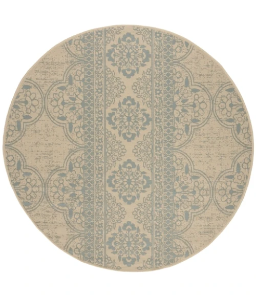 Safavieh Linden  Aqua / Cream LND174 6 ft. 7 in. X 6 ft. 7 in. Round Rug