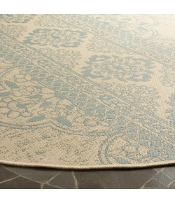Safavieh Linden  Aqua / Cream LND174 6 ft. 7 in. X 6 ft. 7 in. Round Rug