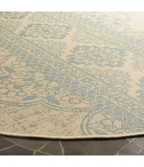 Safavieh Linden  Aqua / Cream LND174 6 ft. 7 in. X 6 ft. 7 in. Round Rug