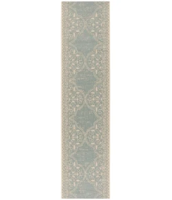 Safavieh Linden  Cream / Aqua LND174 2 ft. 2 in. X 8 ft. Runner Rug