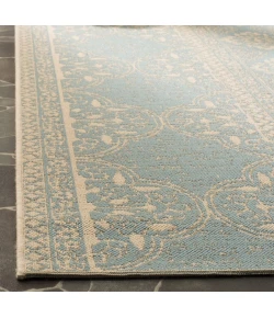Safavieh Linden  Cream / Aqua LND174 2 ft. 2 in. X 8 ft. Runner Rug