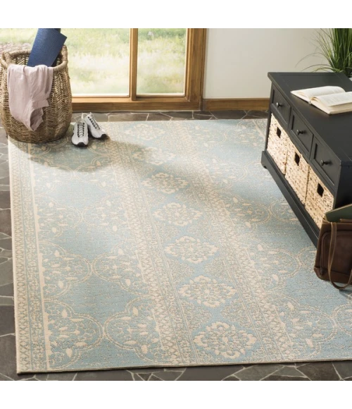 Safavieh Linden  Cream / Aqua LND174 8 ft. X 10 ft. Rectangle Rug