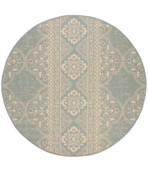 Safavieh Linden  Cream / Aqua LND174 6 ft. 7 in. X 6 ft. 7 in. Round Rug