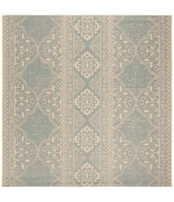 Safavieh Linden  Cream / Aqua LND174 6 ft. 7 in. X 6 ft. 7 in. Square Rug