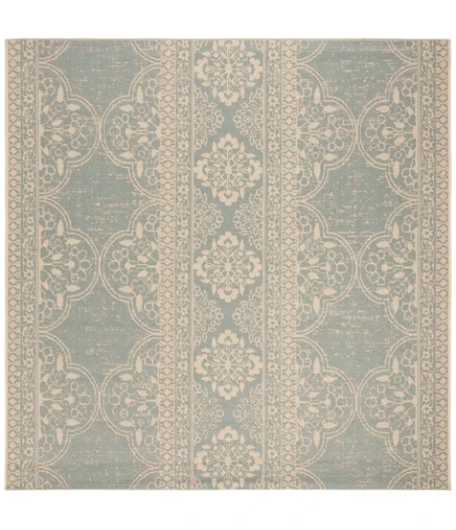 Safavieh Linden  Cream / Aqua LND174 6 ft. 7 in. X 6 ft. 7 in. Square Rug