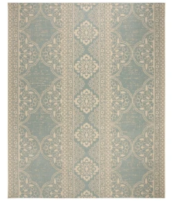 Safavieh Linden  Cream / Aqua LND174 8 ft. X 10 ft. Rectangle Rug