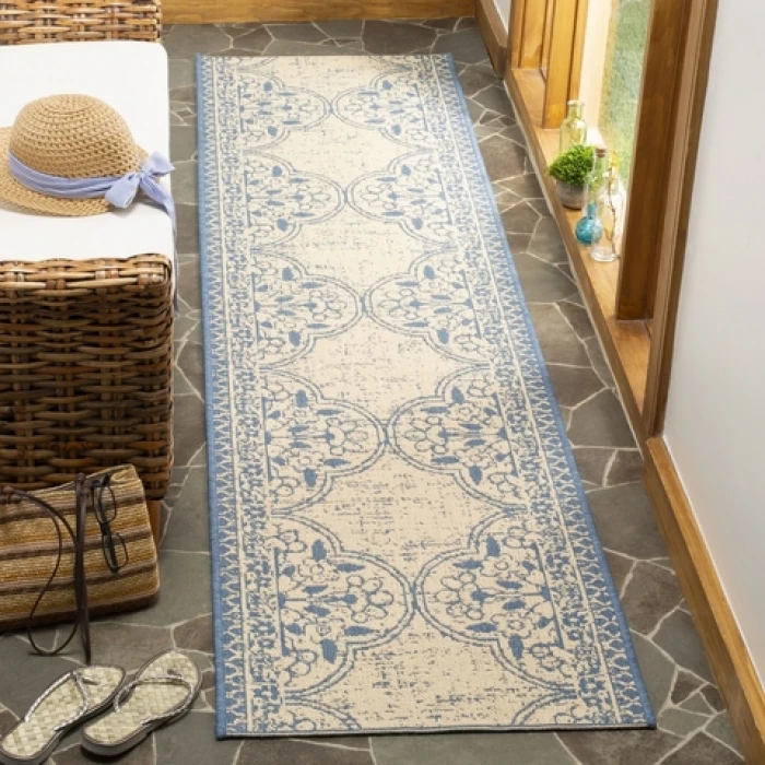 Safavieh Linden  Blue / Creme LND174 2 ft. 2 in. X 8 ft. Runner Rug