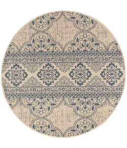 Safavieh Linden  Blue / Creme LND174 6 ft. 7 in. X 6 ft. 7 in. Round Rug