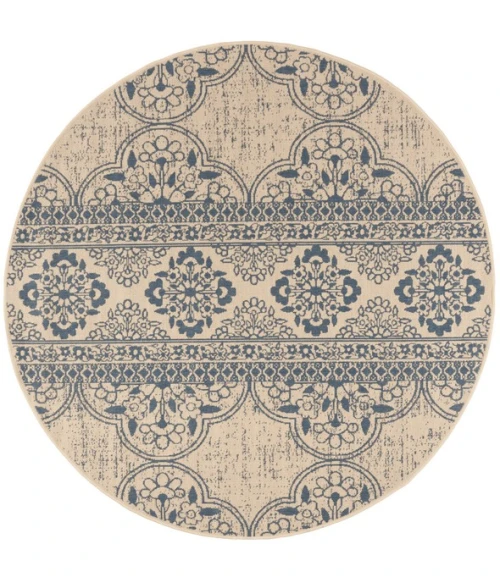 Safavieh Linden  Blue / Creme LND174 6 ft. 7 in. X 6 ft. 7 in. Round Rug