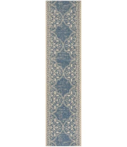 Safavieh Linden  Cream / Blue LND174 2 ft. 2 in. X 8 ft. Runner Rug