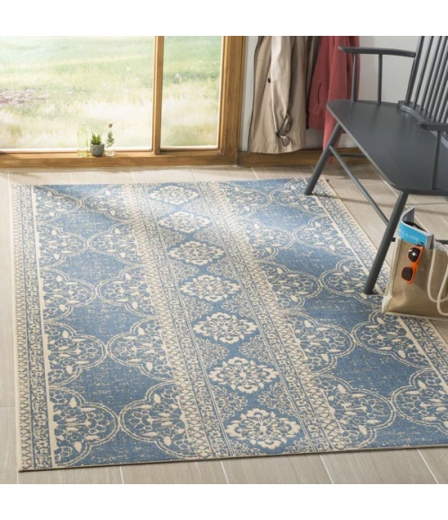 Safavieh Linden  Cream / Blue LND174 6 ft. 7 in. X 6 ft. 7 in. Square Rug