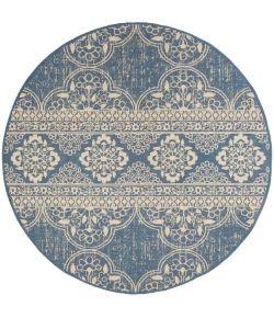 Safavieh Linden  Cream / Blue LND174 6 ft. 7 in. X 6 ft. 7 in. Round Rug