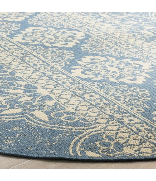 Safavieh Linden  Cream / Blue LND174 6 ft. 7 in. X 6 ft. 7 in. Round Rug