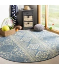 Safavieh Linden  Cream / Blue LND174 6 ft. 7 in. X 6 ft. 7 in. Round Rug