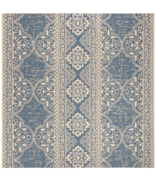 Safavieh Linden  Cream / Blue LND174 6 ft. 7 in. X 6 ft. 7 in. Square Rug