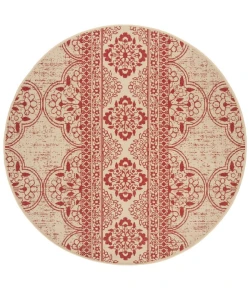 Safavieh Linden  Red / Creme LND174 6 ft. 7 in. X 6 ft. 7 in. Round Rug