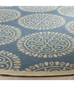 Safavieh Linden  Blue / Creme LND176 6 ft. 7 in. X 6 ft. 7 in. Round Rug