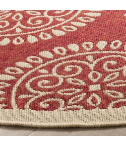 Safavieh Linden  Red / Creme LND176 6 ft. 7 in. X 6 ft. 7 in. Round Rug