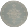 Safavieh Linden  Cream / Aqua LND180 6 ft. 7 in. X 6 ft. 7 in. Round Rug